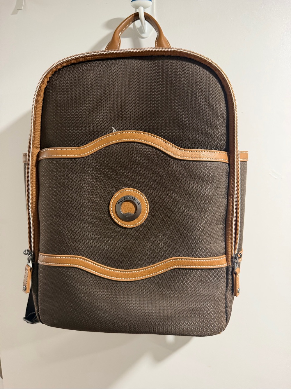 Classic Brown Business Backpack with Tan Trim